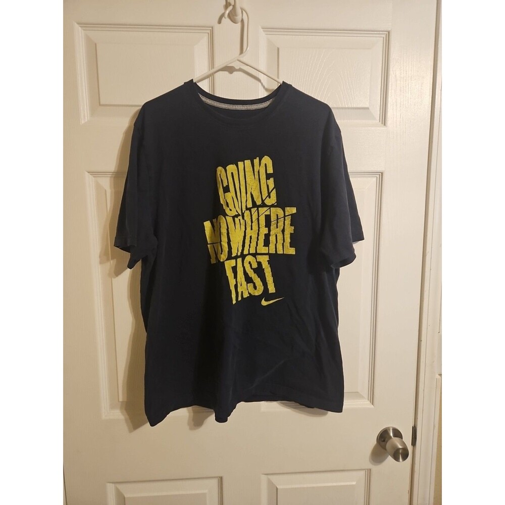 RARE Nike T Shirt Going Nowhere Fast Graphic Print Black Mens 2XL Short Sleeve